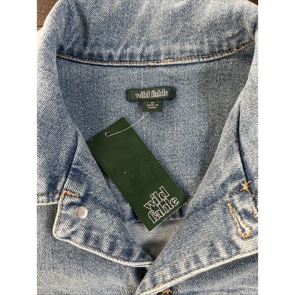 Wild Fable NWT Size Medium Game Day Short Sleeve Denim Romper Jean Medium Wash - Picture 4 of 15